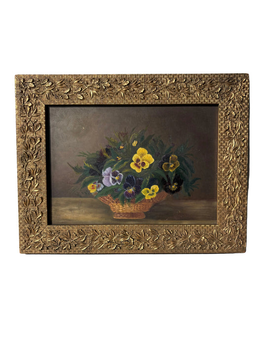 Antique Painting of Pansies