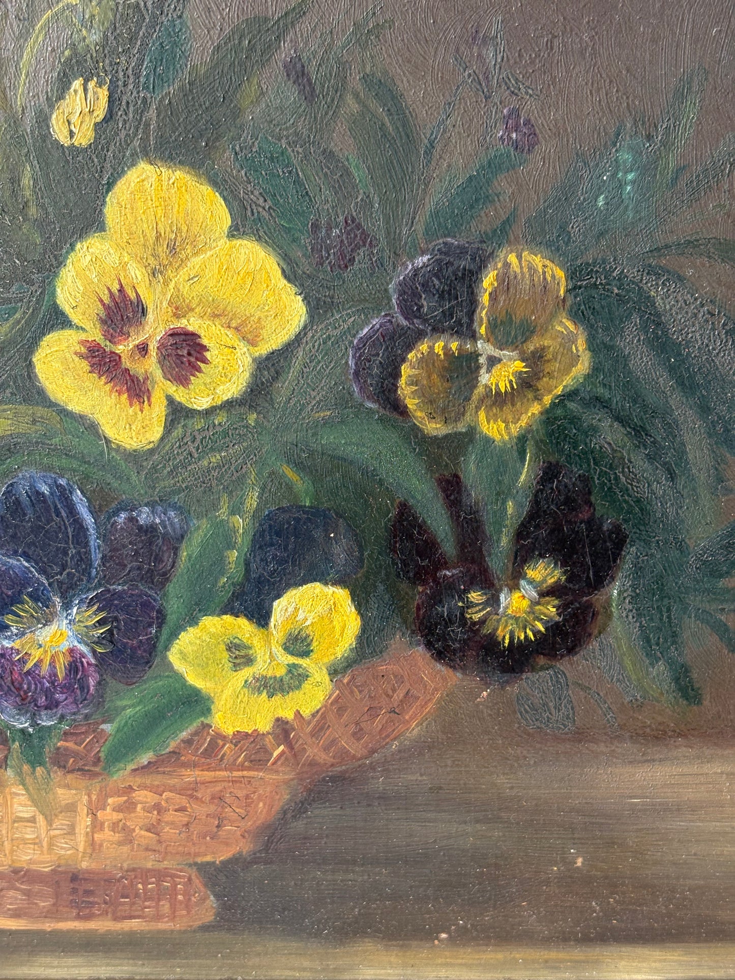 Antique Painting of Pansies