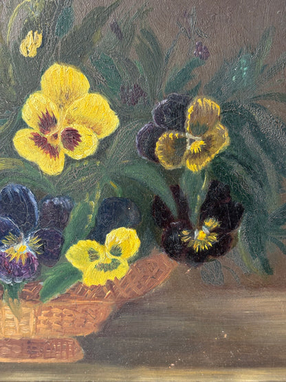 Antique Painting of Pansies