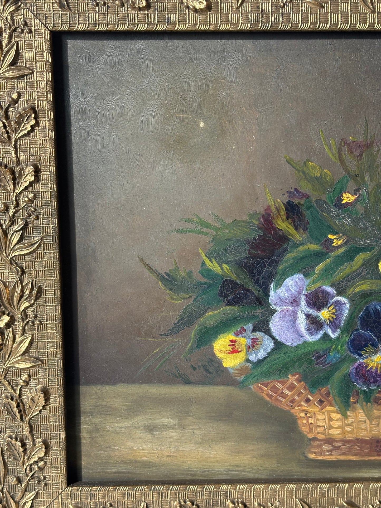 Antique Painting of Pansies