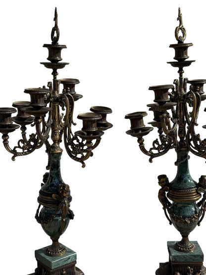 Marble and Bronze Brevettato Candelabras