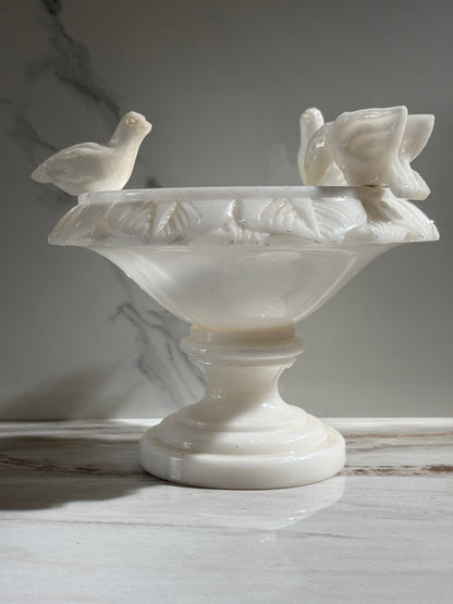 Scalloped Alabaster Bird Bath