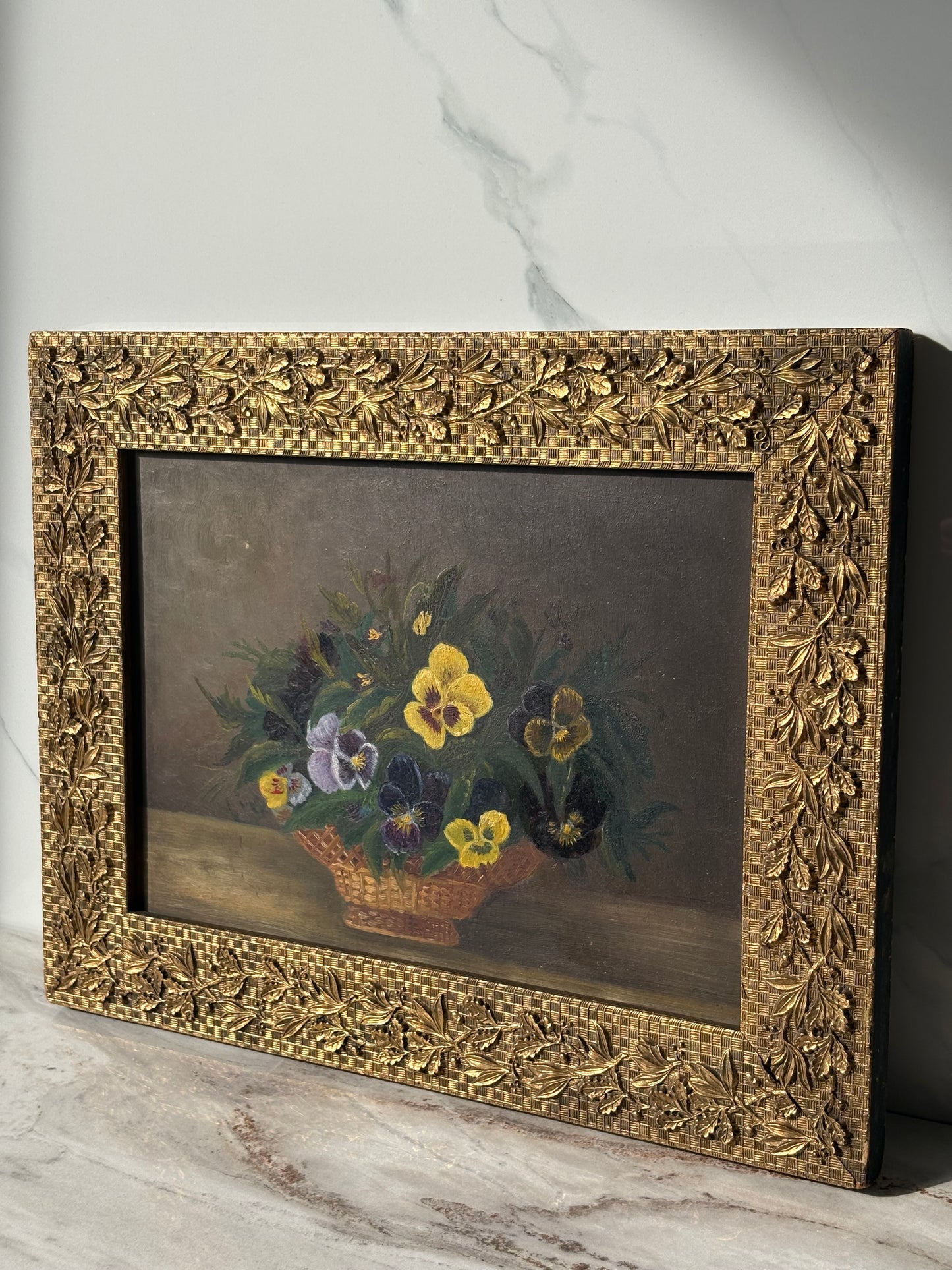 Antique Painting of Pansies