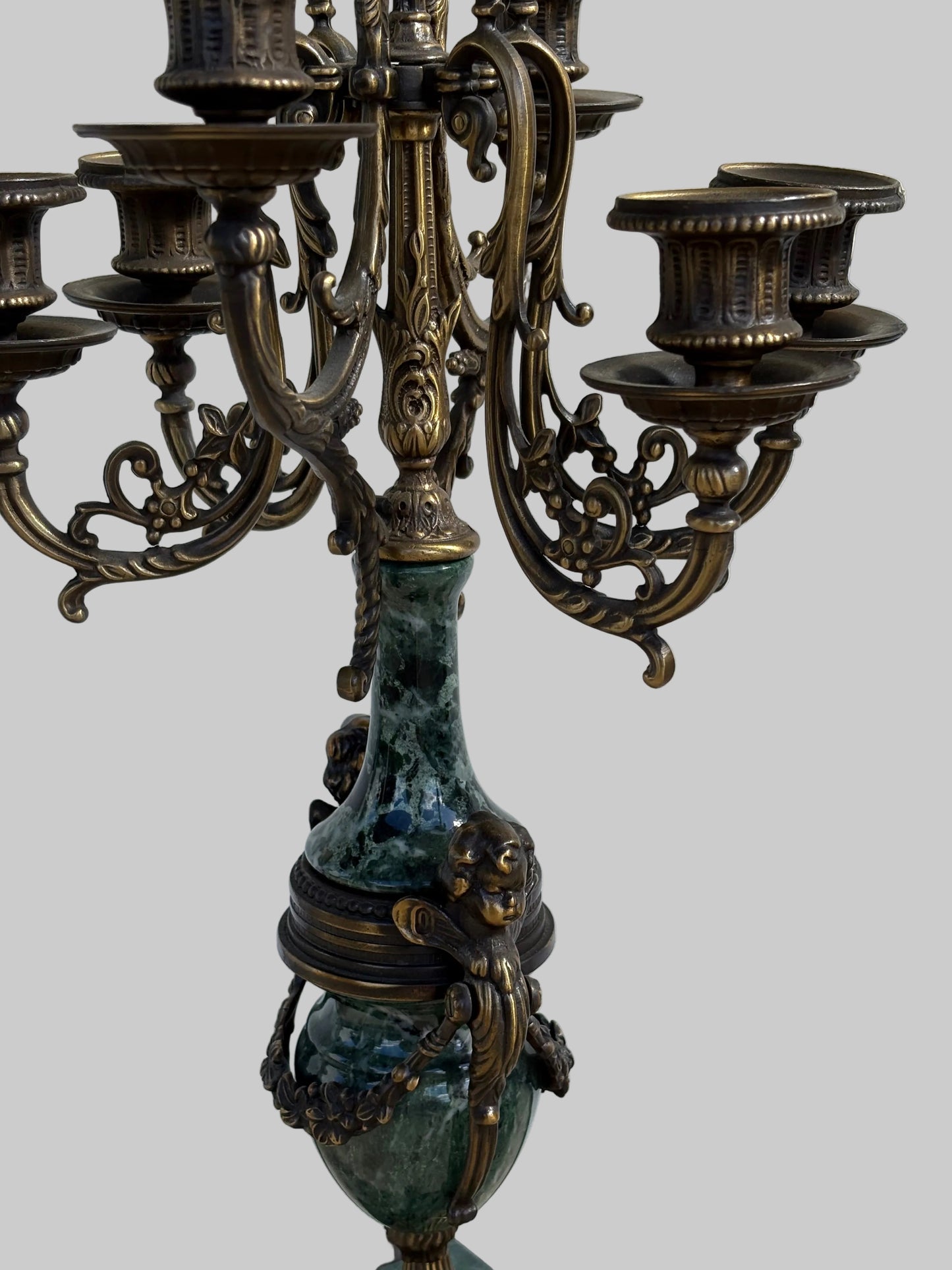Marble and Bronze Brevettato Candelabras