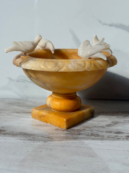 Yellow Alabaster Bird Bath