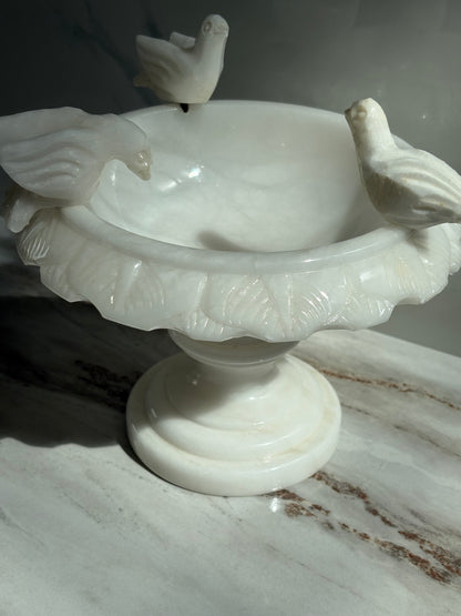 Scalloped Alabaster Bird Bath