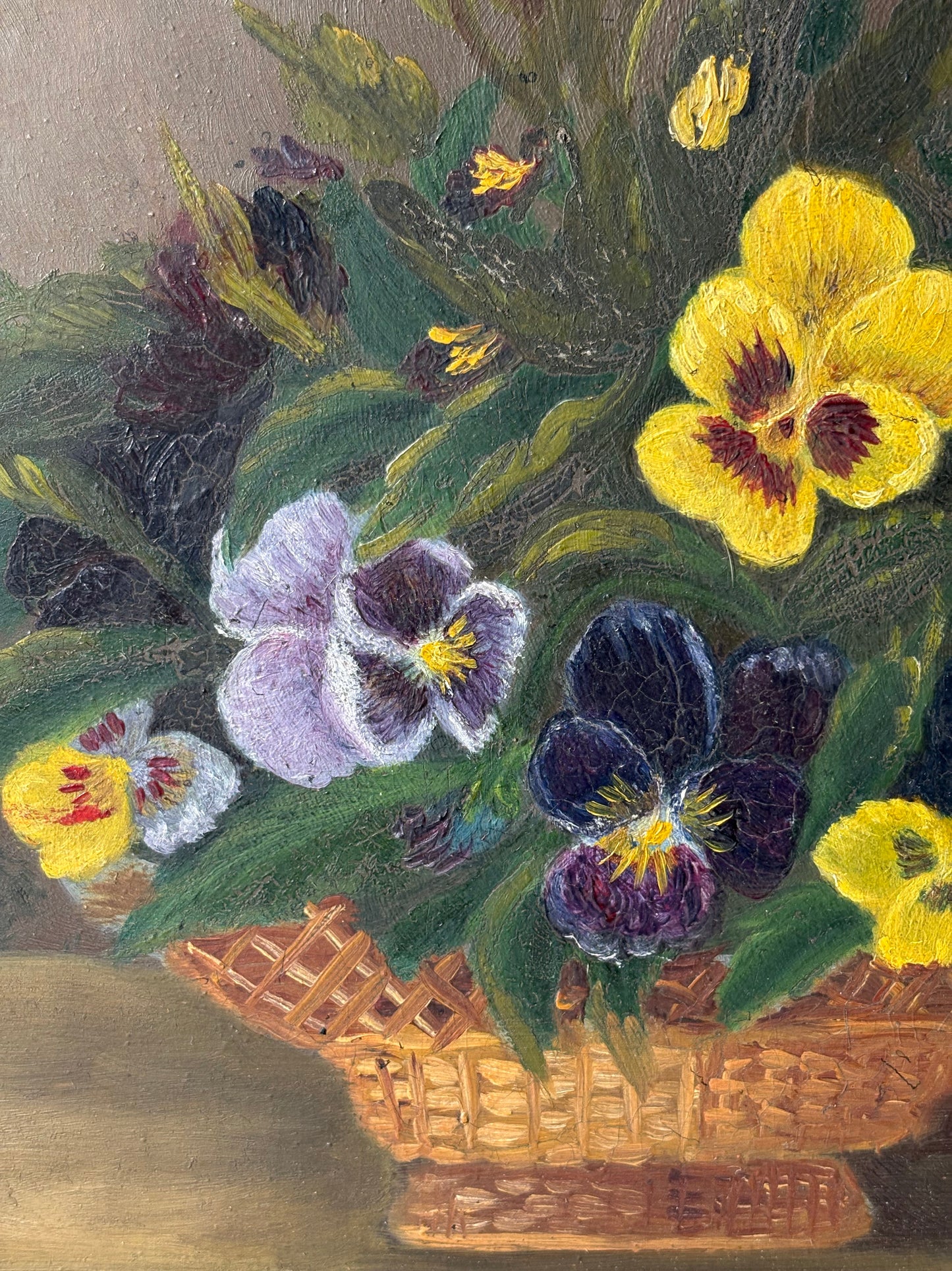 Antique Painting of Pansies