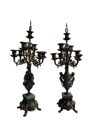 Marble and Bronze Brevettato Candelabras