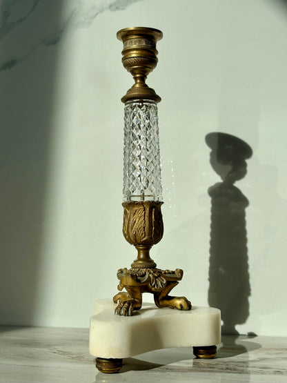 Crystal & Bronze Footed Candlesticks