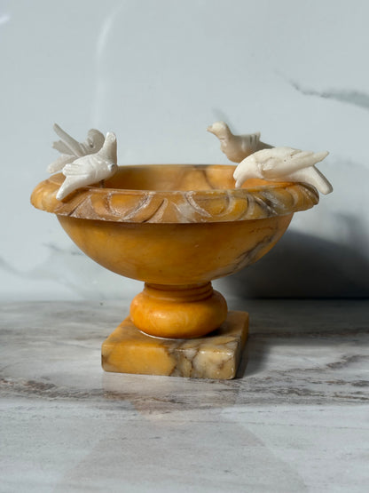 Yellow Alabaster Bird Bath