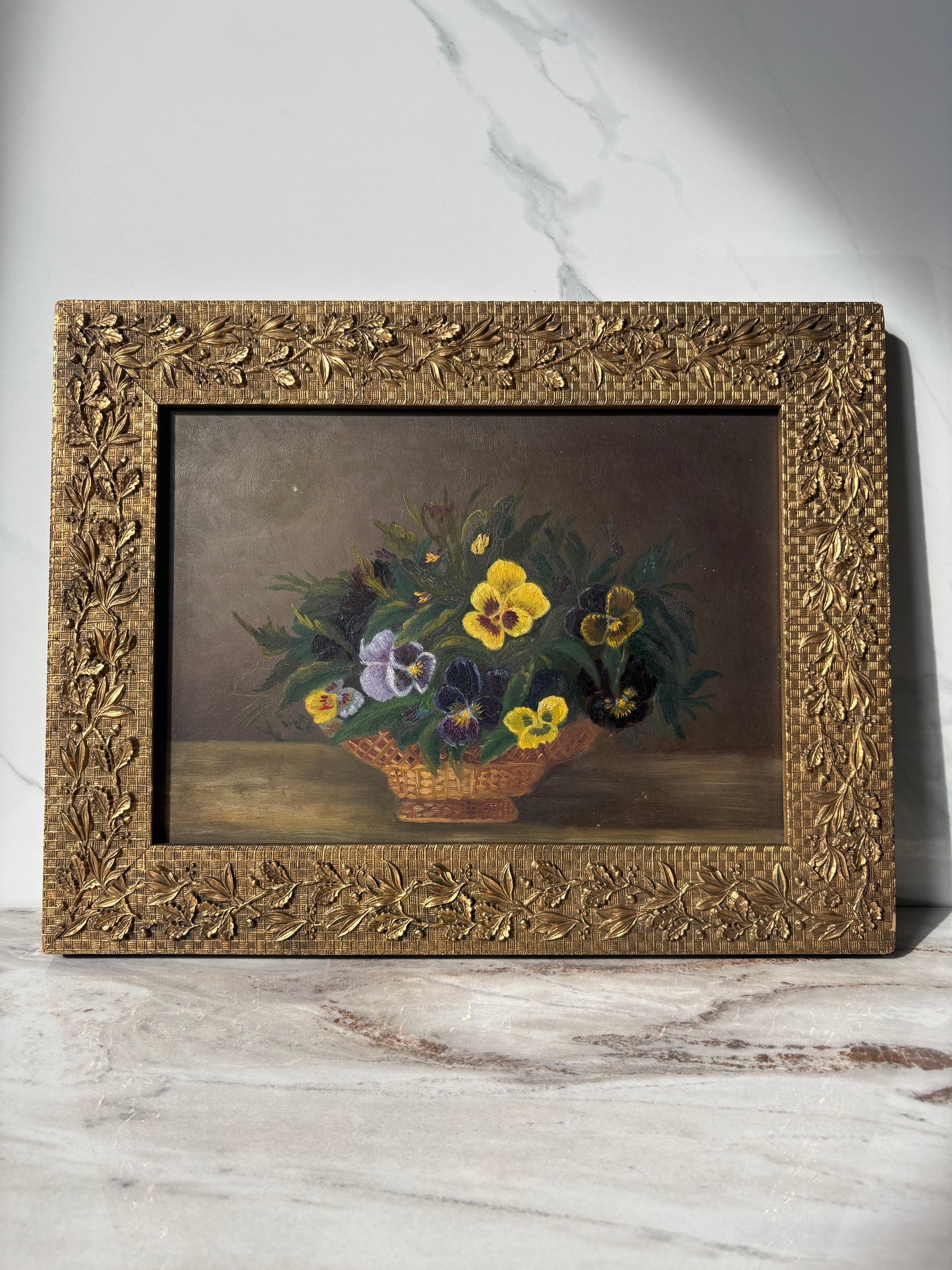 Antique Painting of Pansies