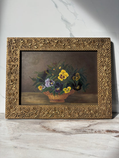Antique Painting of Pansies