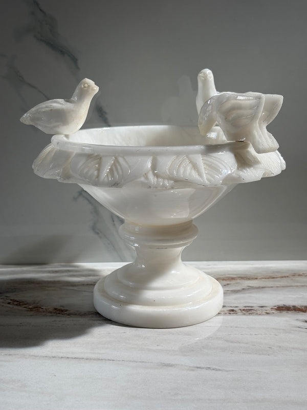 Scalloped Alabaster Bird Bath