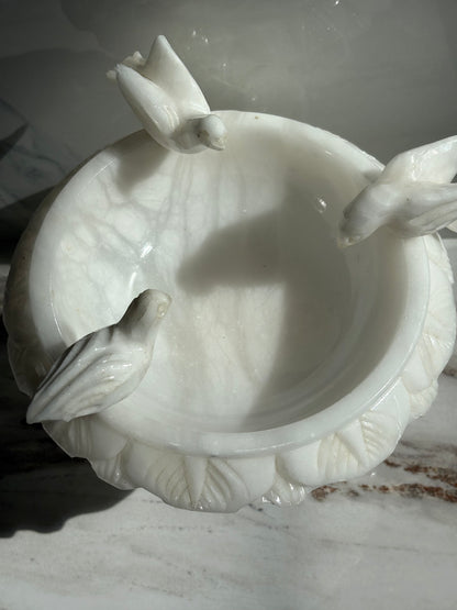 Scalloped Alabaster Bird Bath