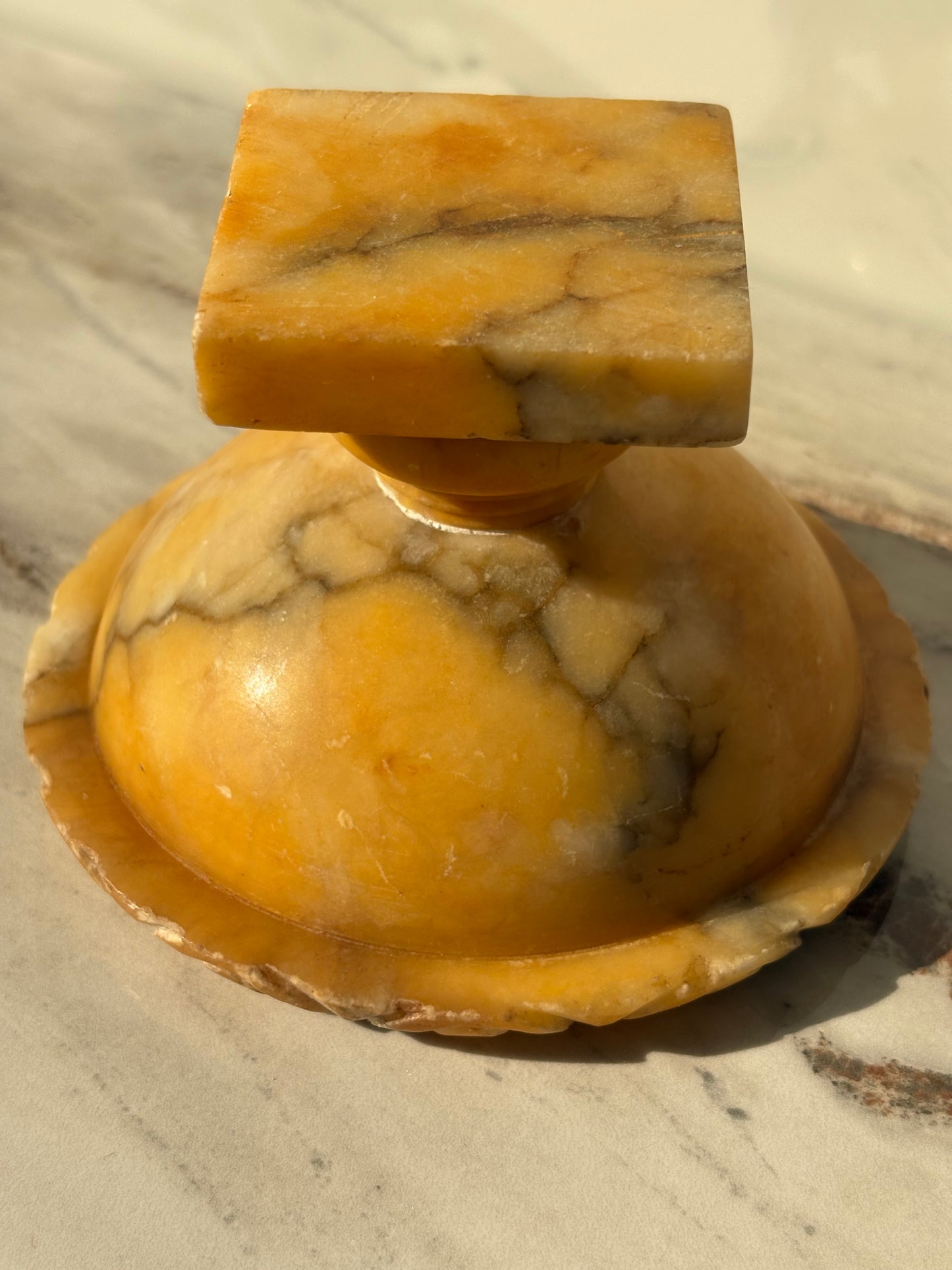 Yellow Alabaster Bird Bath