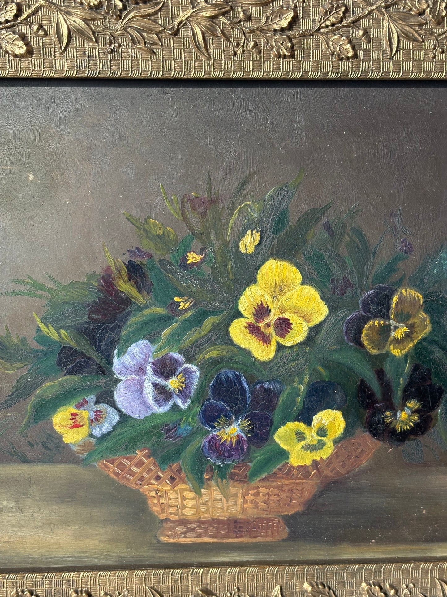Antique Painting of Pansies
