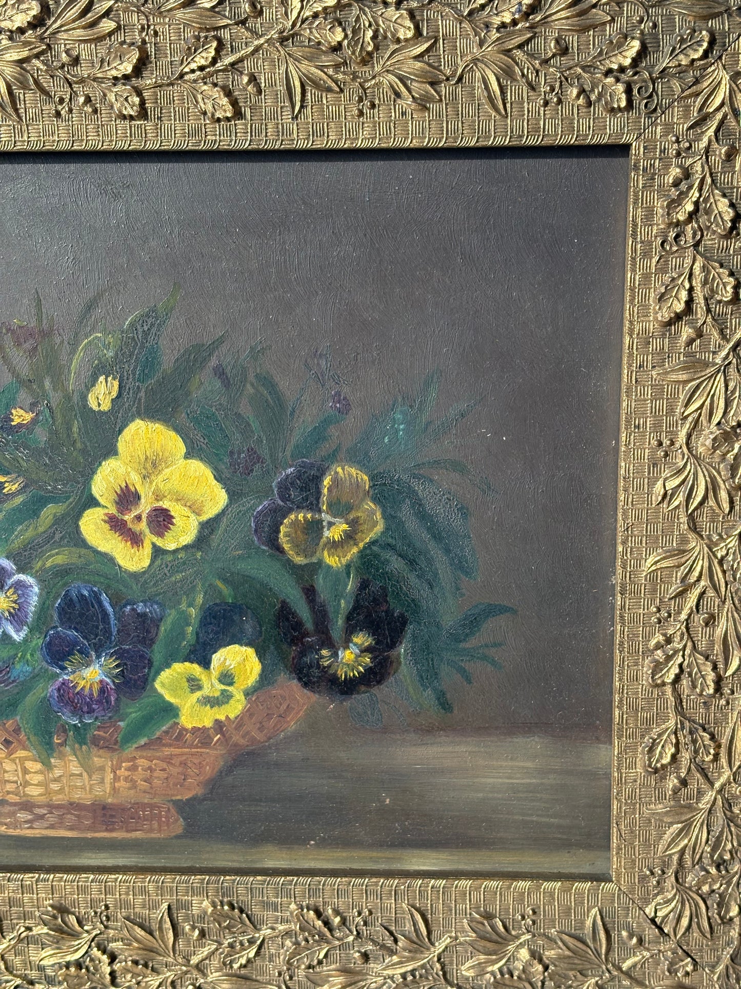 Antique Painting of Pansies