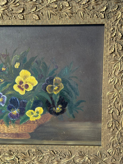 Antique Painting of Pansies
